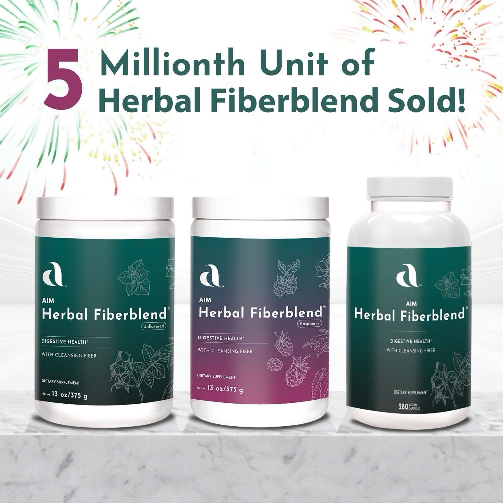 AIM Herbal Fiberblend (Raspberry Powder) 13oz/375 g Powder
