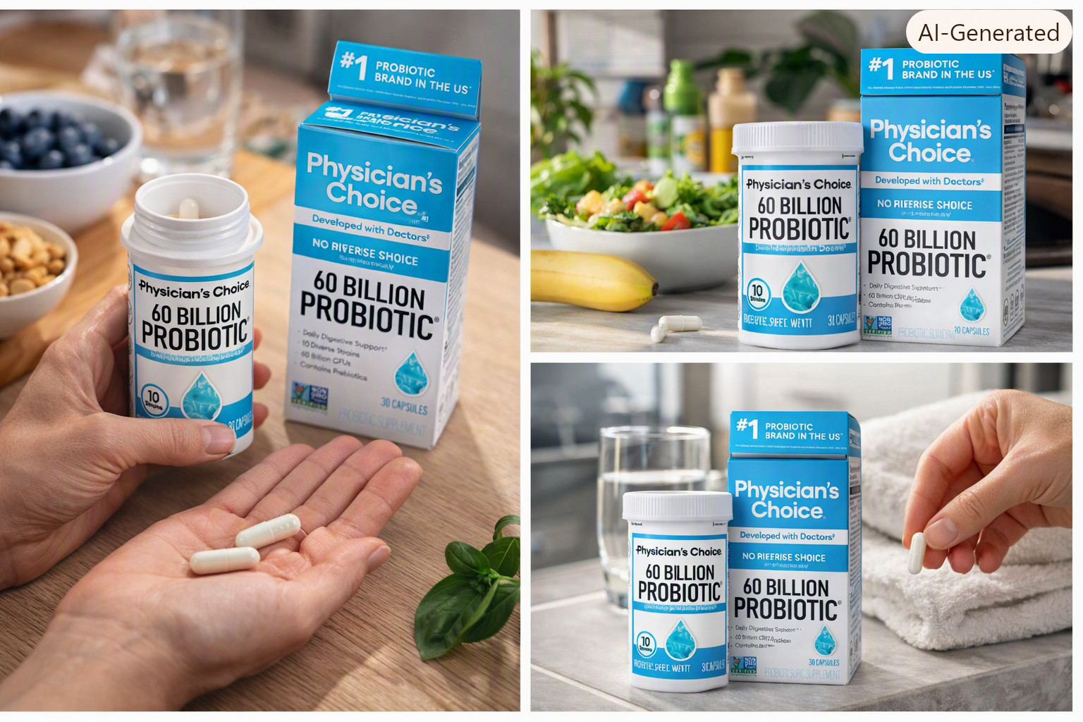 Probiotic 60 Billion CFU Digestive Gut Health Support w/ Prebiotics 30 Day