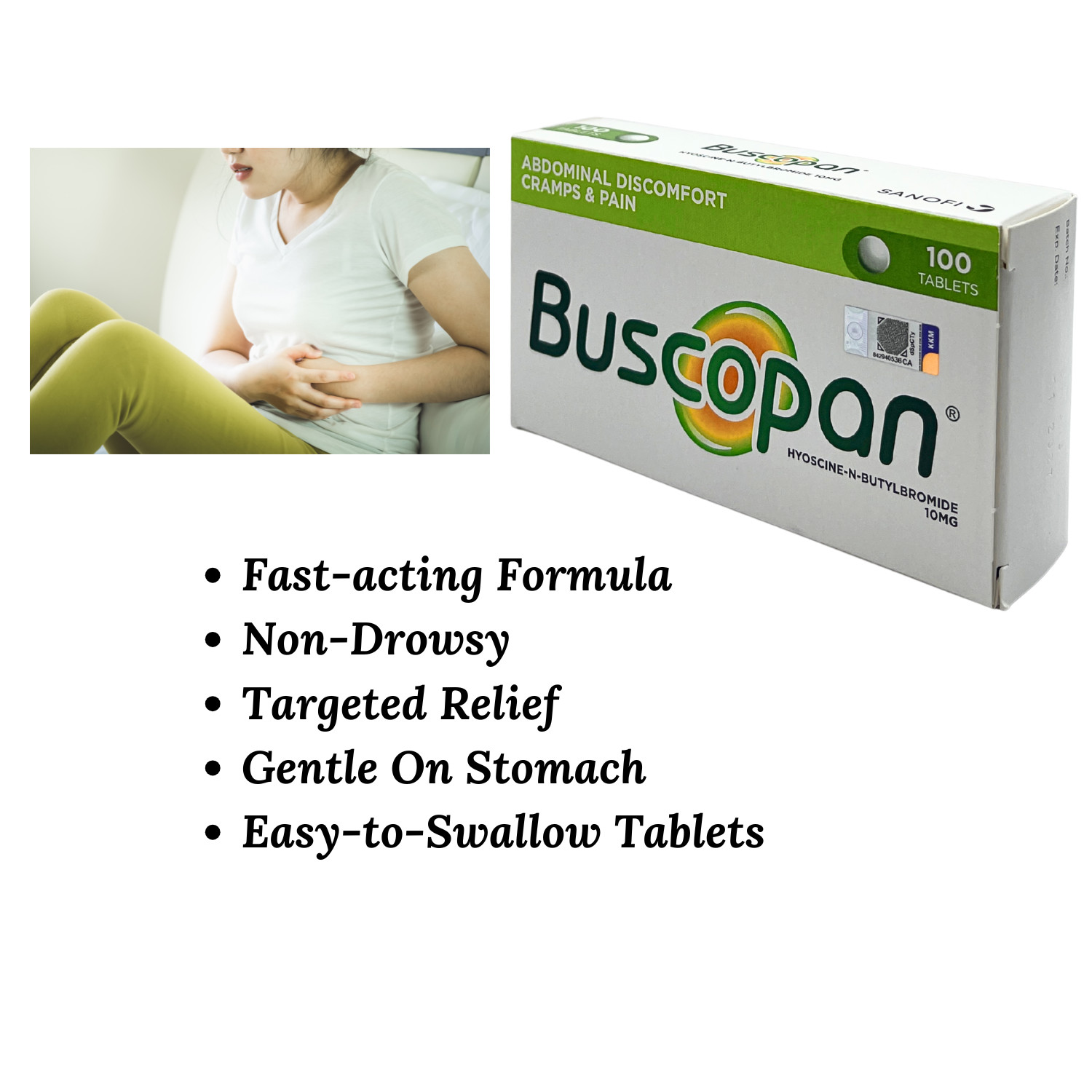 ORIGINAL 100 tablets Stomach Pain Relief Cramps 10mg Exp 12/2027 SHIP From USA