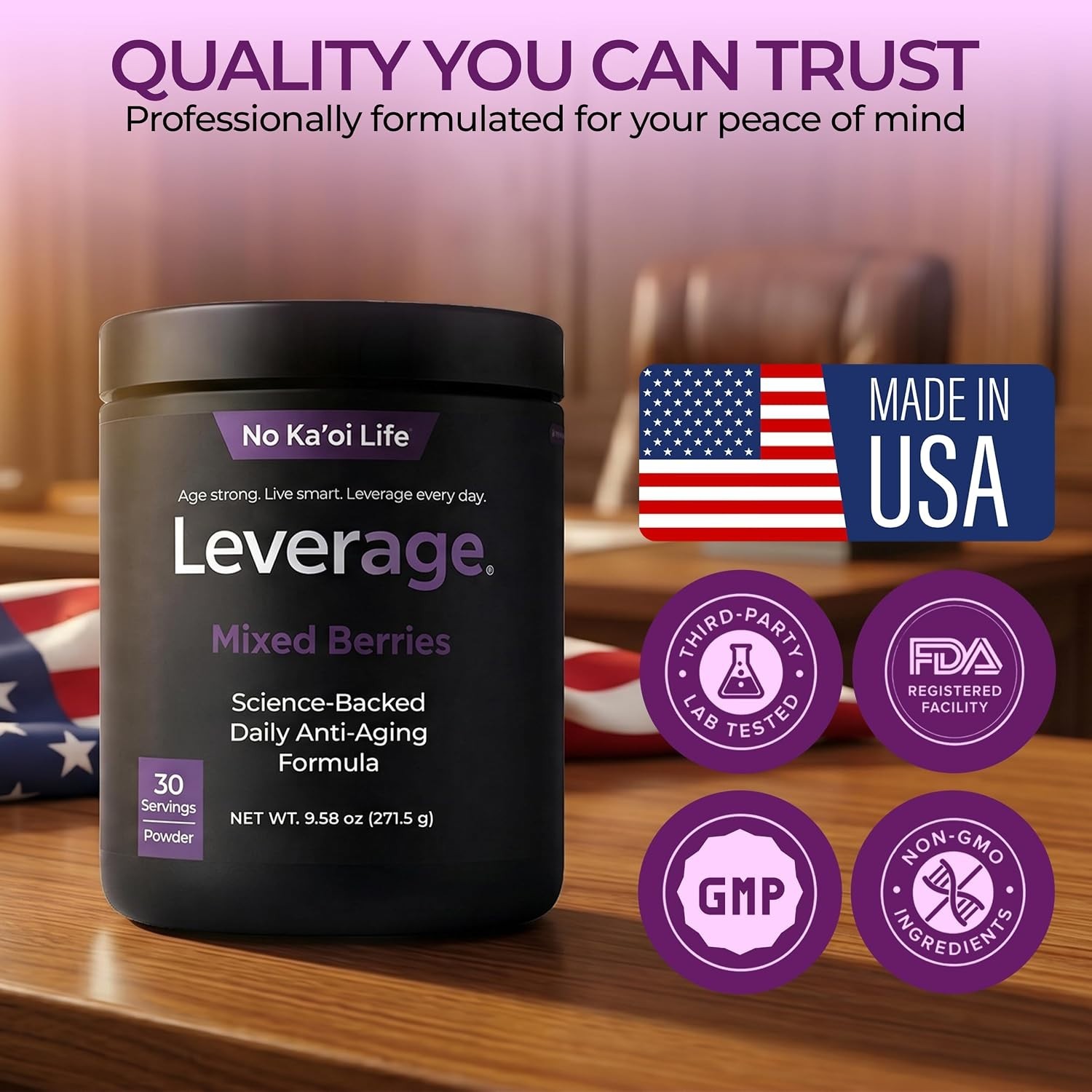 Leverage Anti-Aging Supplement with NMN for NAD+, Biotin & Hyaluronic Acid