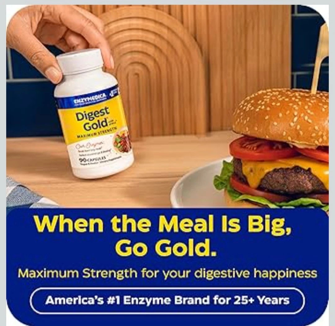 Digest Gold ATPro: Max Strength Enzymes for Large Meals & Bloating Relief, 90 Ct