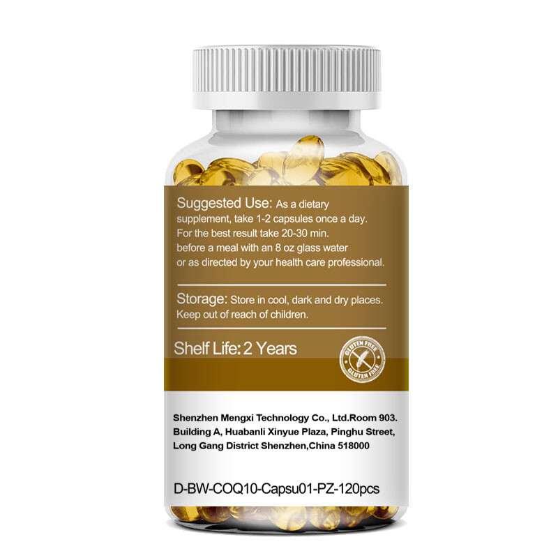 COQ 10 Coenzyme Q10 120 Softgels Antioxidant Heart Support Gluten-Free & Non-GMO