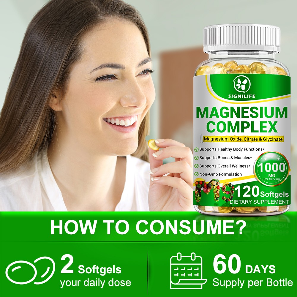 Magnesium Complex 1000mg, 120 Capsules – Gluten Free and Non-GMO