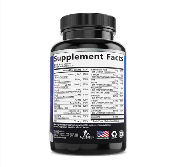Multivitamin for Men Vitamin A, C, D, E, Zinc, Calcium, Multivitamins for Immune