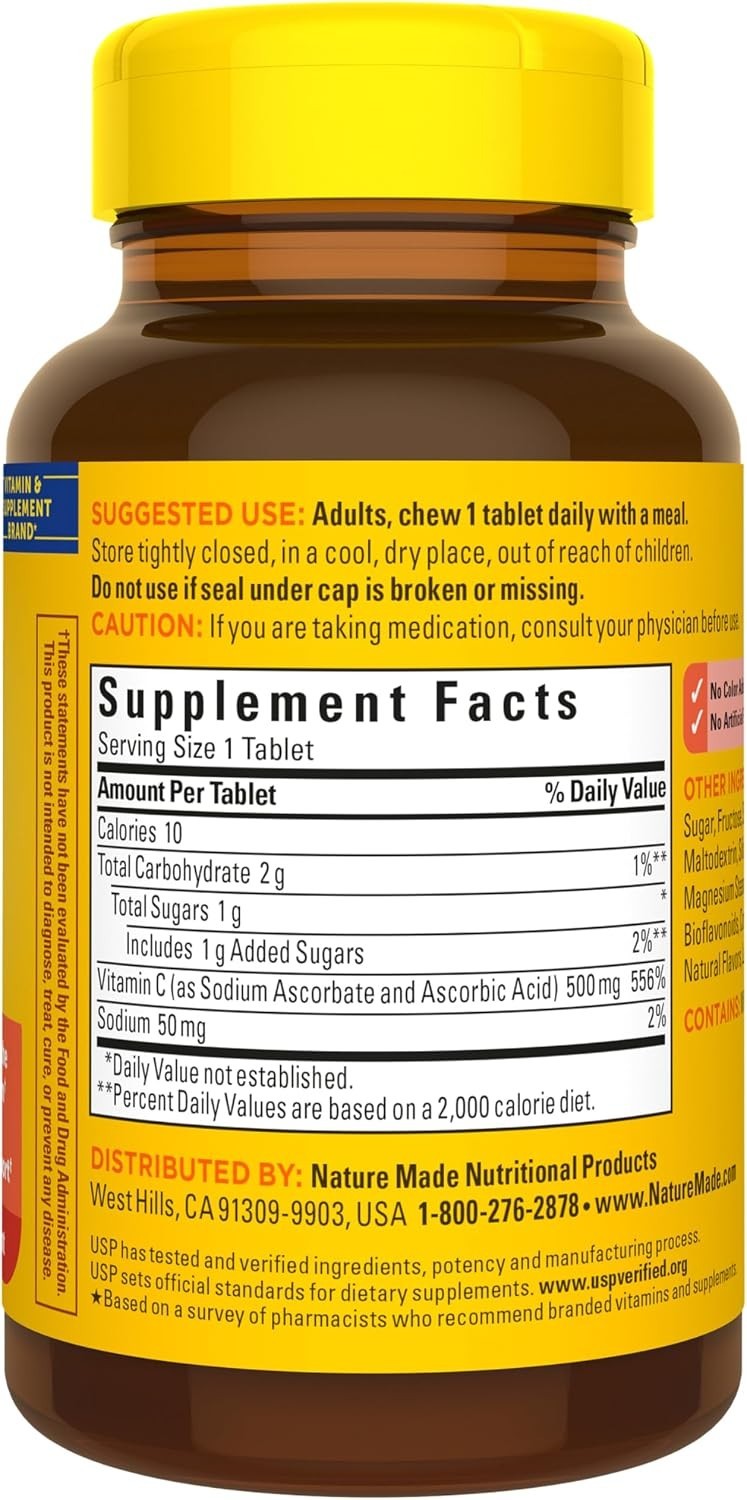 NatureMade Chewable Vitamin C 500mg — Immune Support & Antioxidant Power