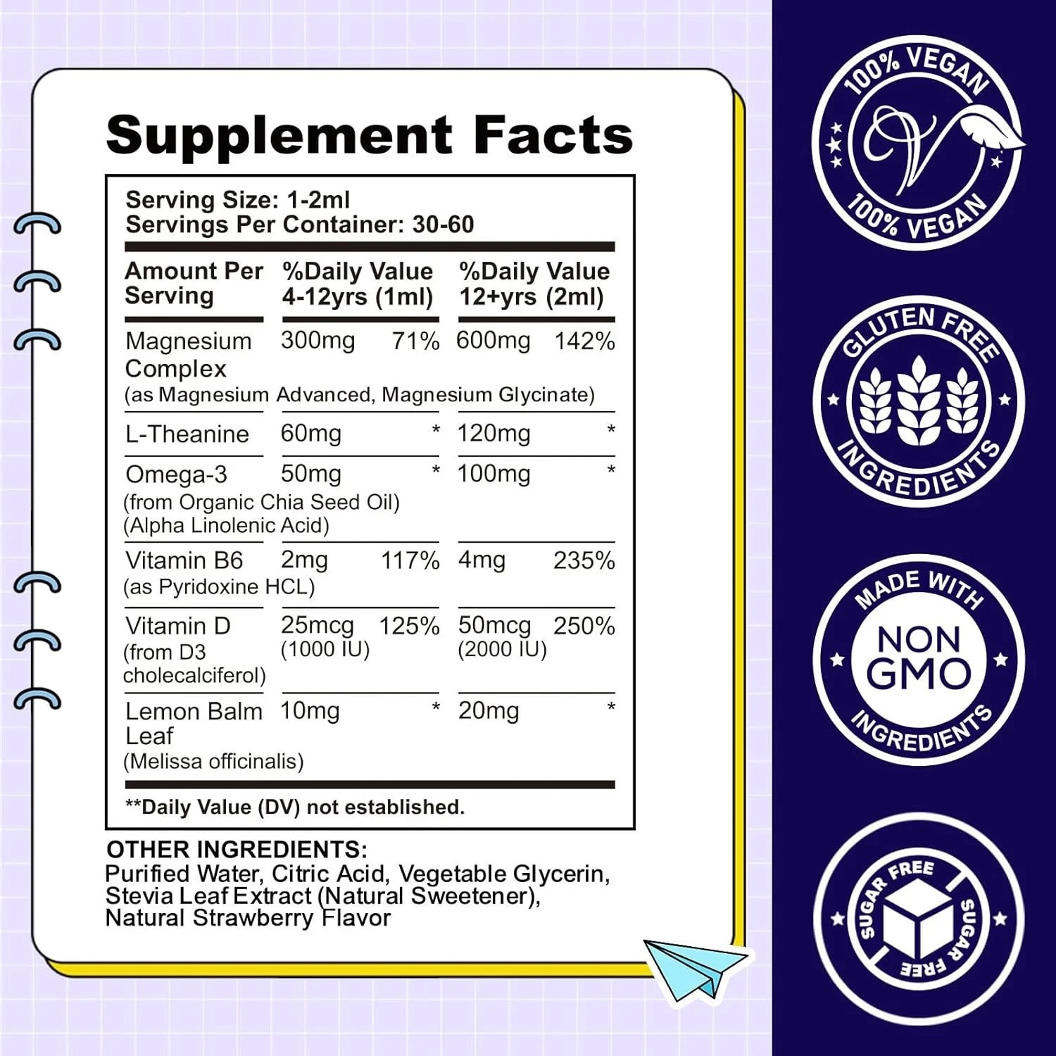 Kids Magnesium Liquid Drops Magnesium Glycinate Liquid for Kids Sleep Supplement