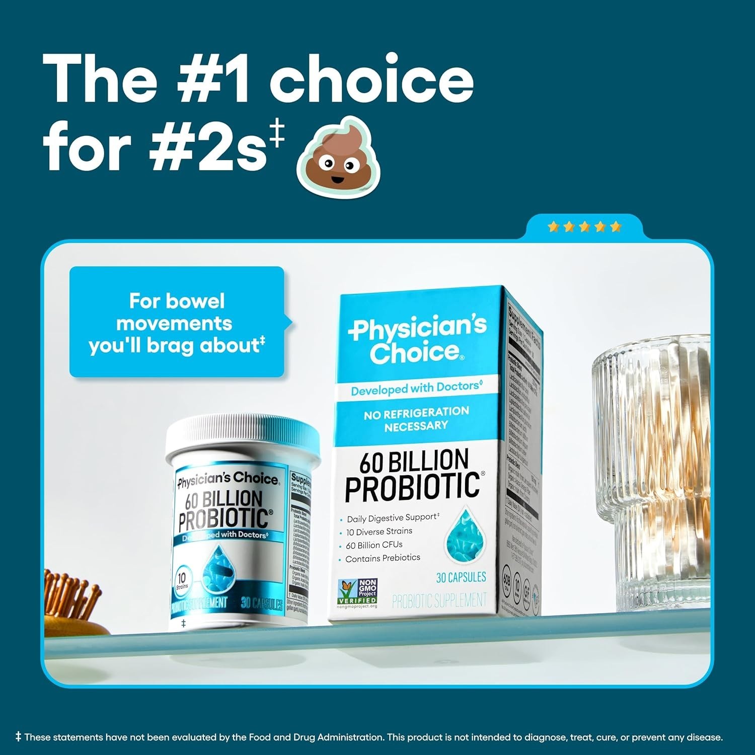 Physician’s CHOICE Probiotics 60 Billion CFU -Digestive Health, Immune Support