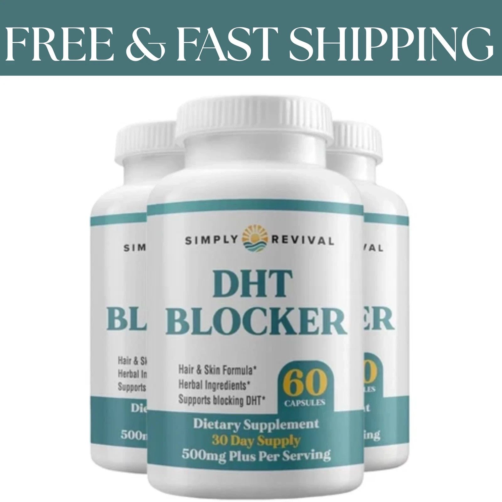 Simply 3-Pack Revival DHT Blocker – Promote Wholesome Hair Growth – 180 Capsules