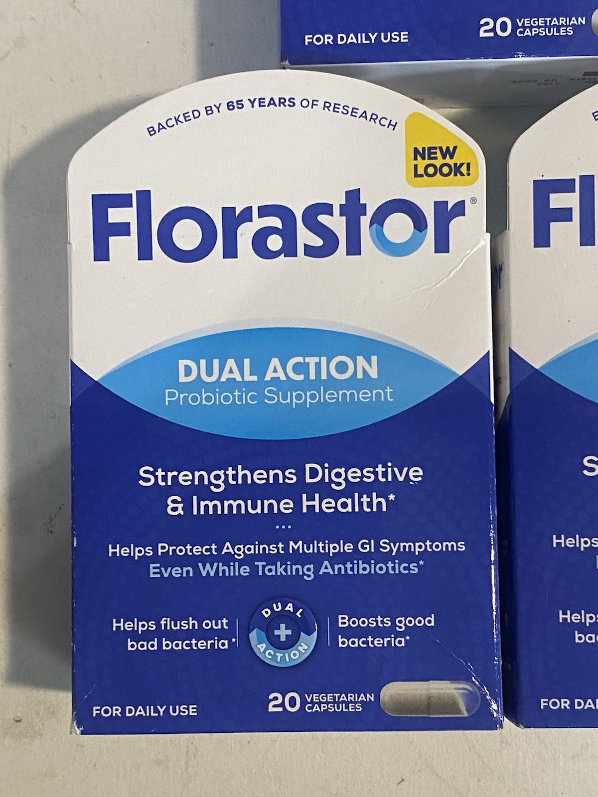 Lot of 3 Florastor Dual Action Daily Probiotic Supplement 20 Capsules Each