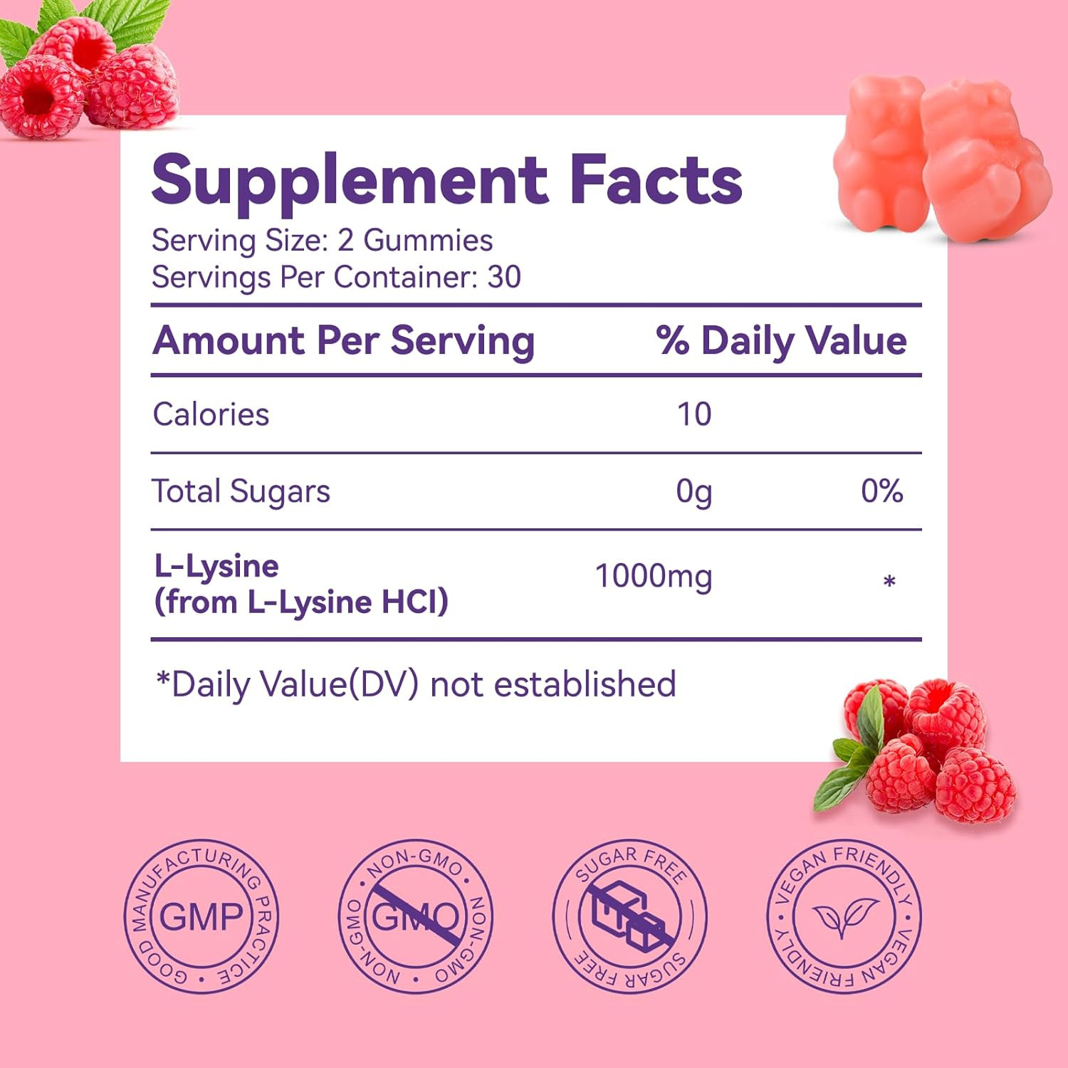 L-Lysine 1000Mg Gummies, Chewable Lysine Supplement for Adults, Lysine Gummies f