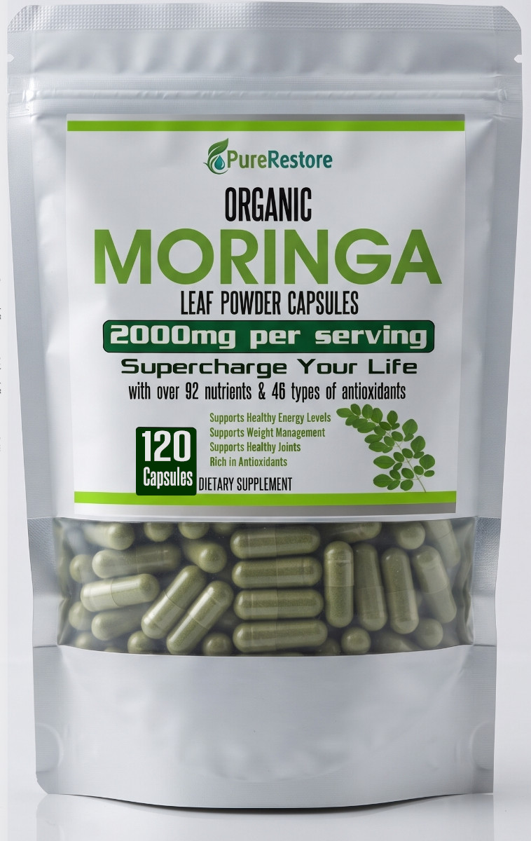 Organic Moringa Oleifera Capsules 2000mg, 60, 120, 180 Capsules