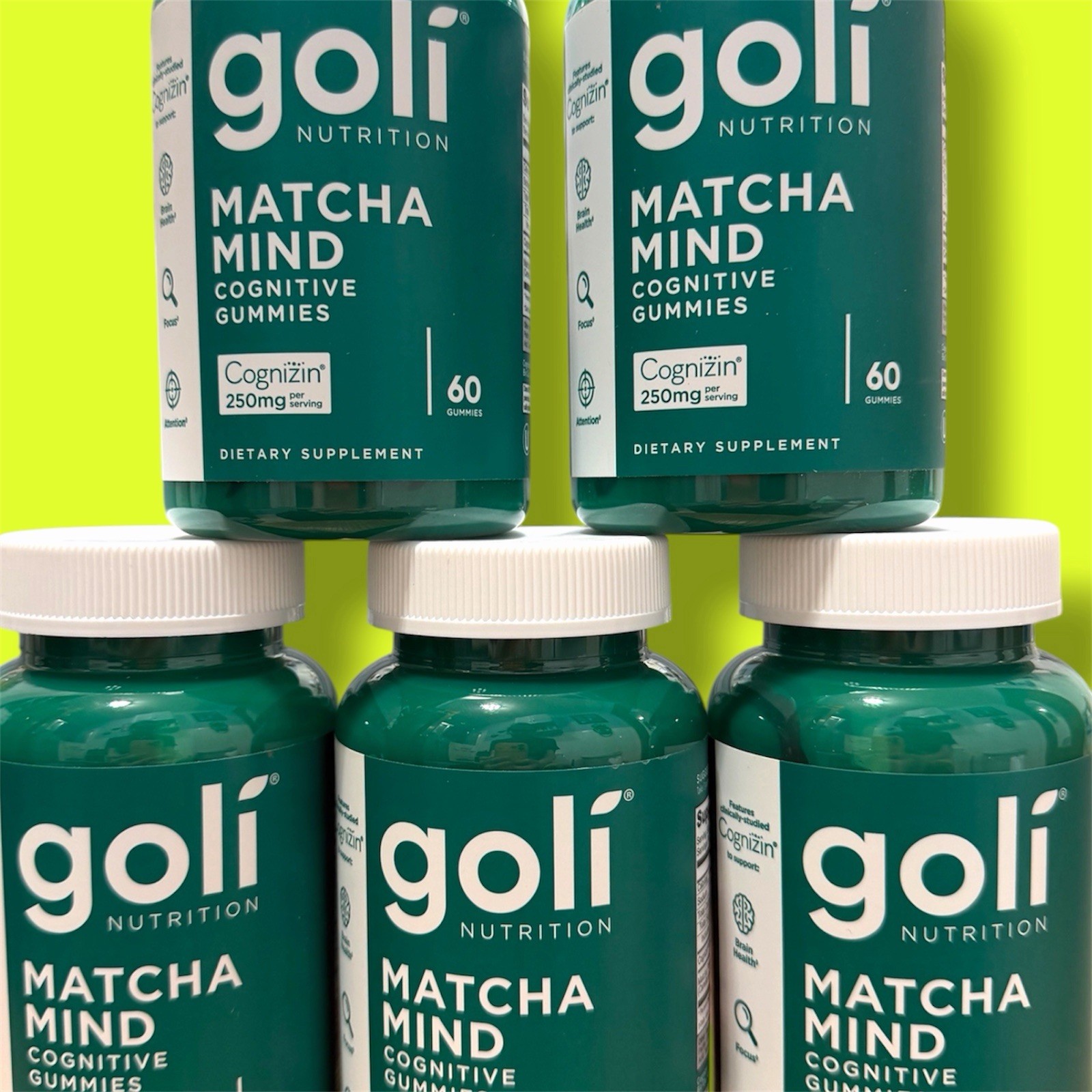 Goli Matcha Mind Gummies 60 Count • 12/2027 Exp • 5 PACK