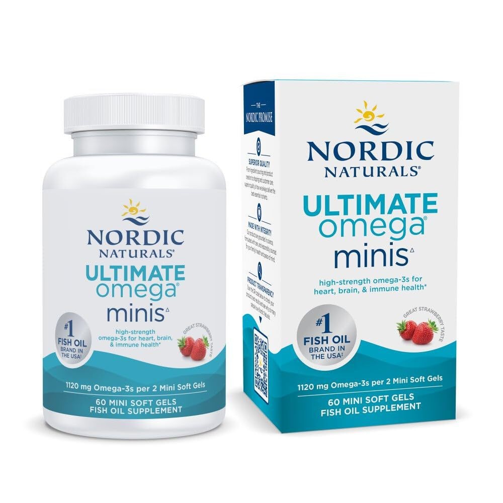 3/28 Nordic Naturals Ultimate Omega Minis, Strawberry Flavor – 60 Minis Soft Gel