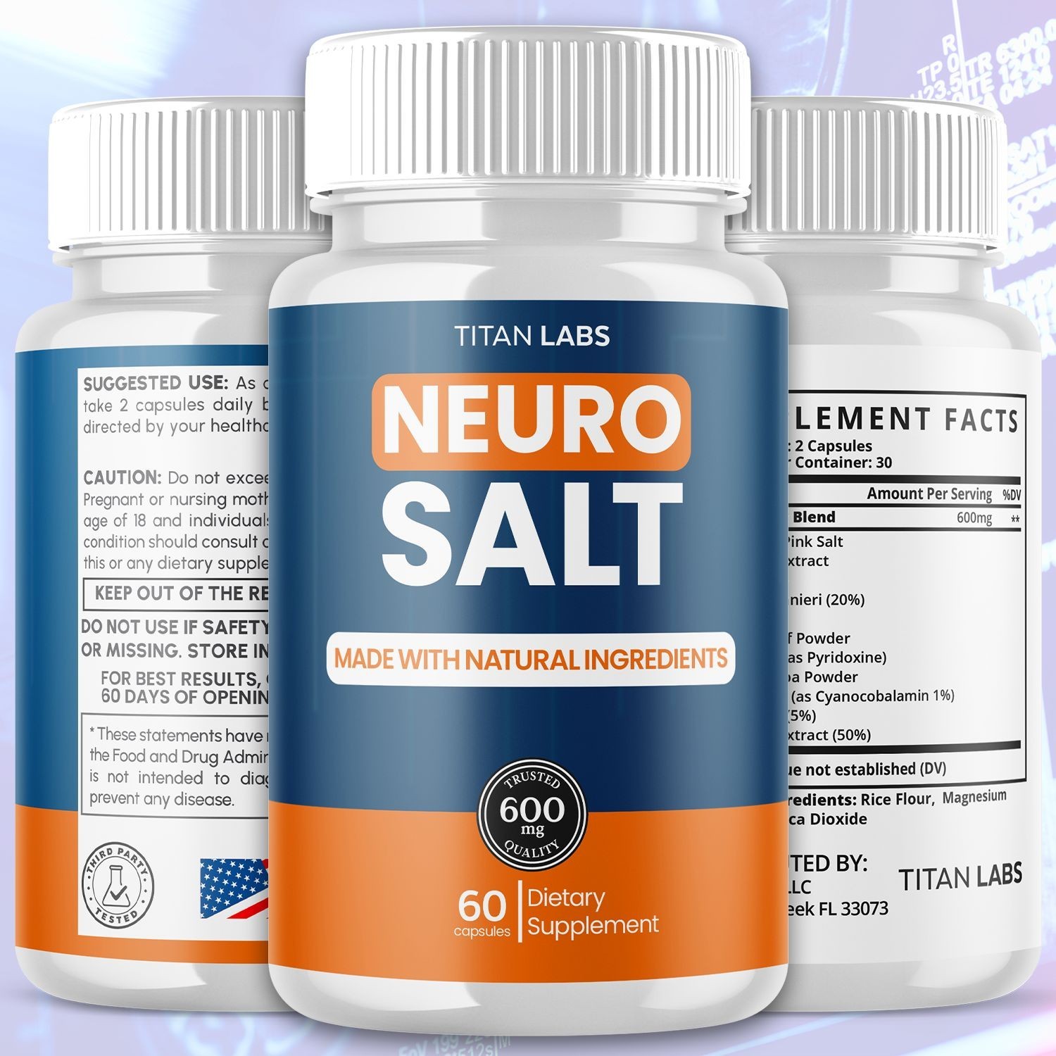 (2 Pack) Neuro Salt Nootropic All Natural Brain Supplement NeuroSalt 120 Capsule