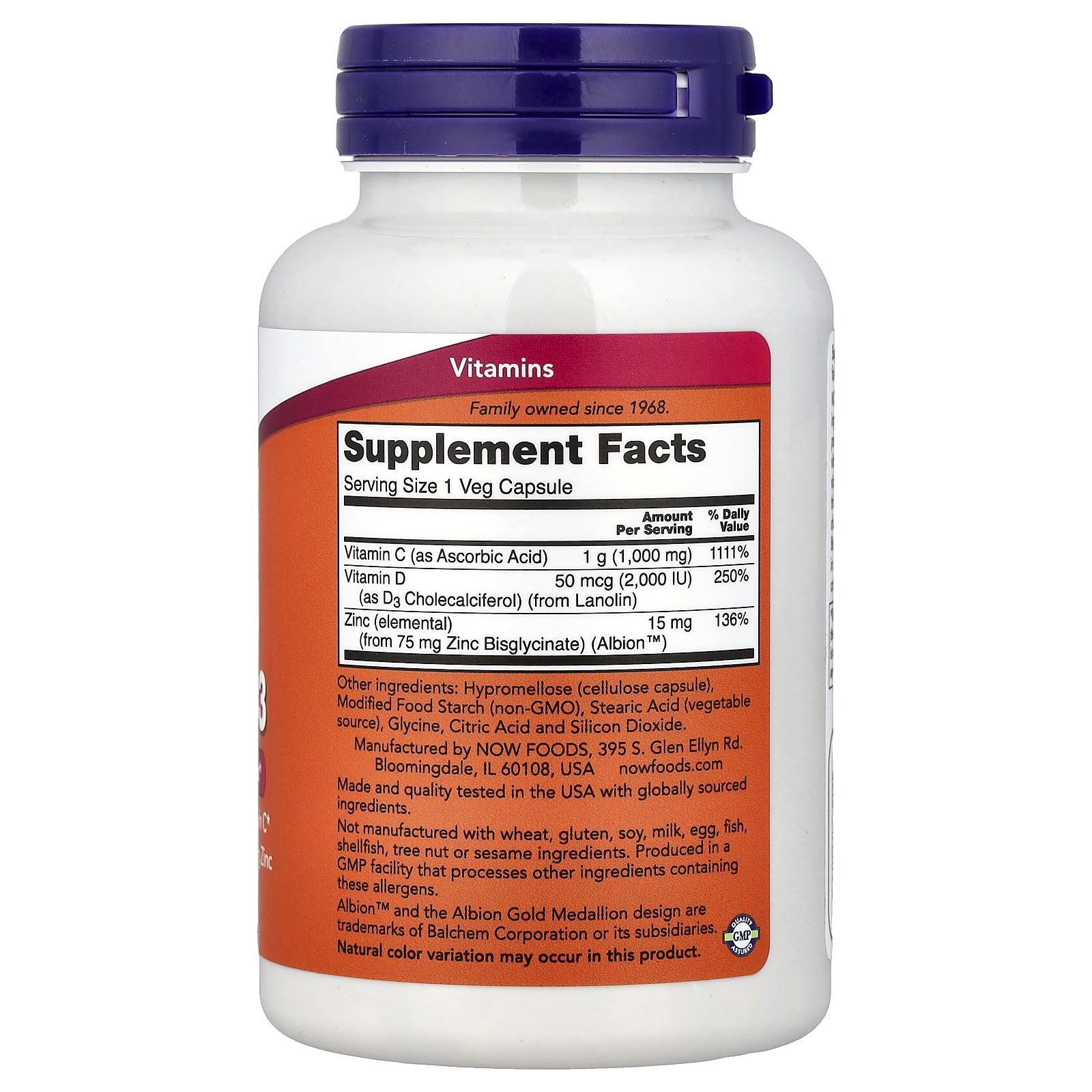 C-1000 Zinc & D-3, 100 Veg Capsules