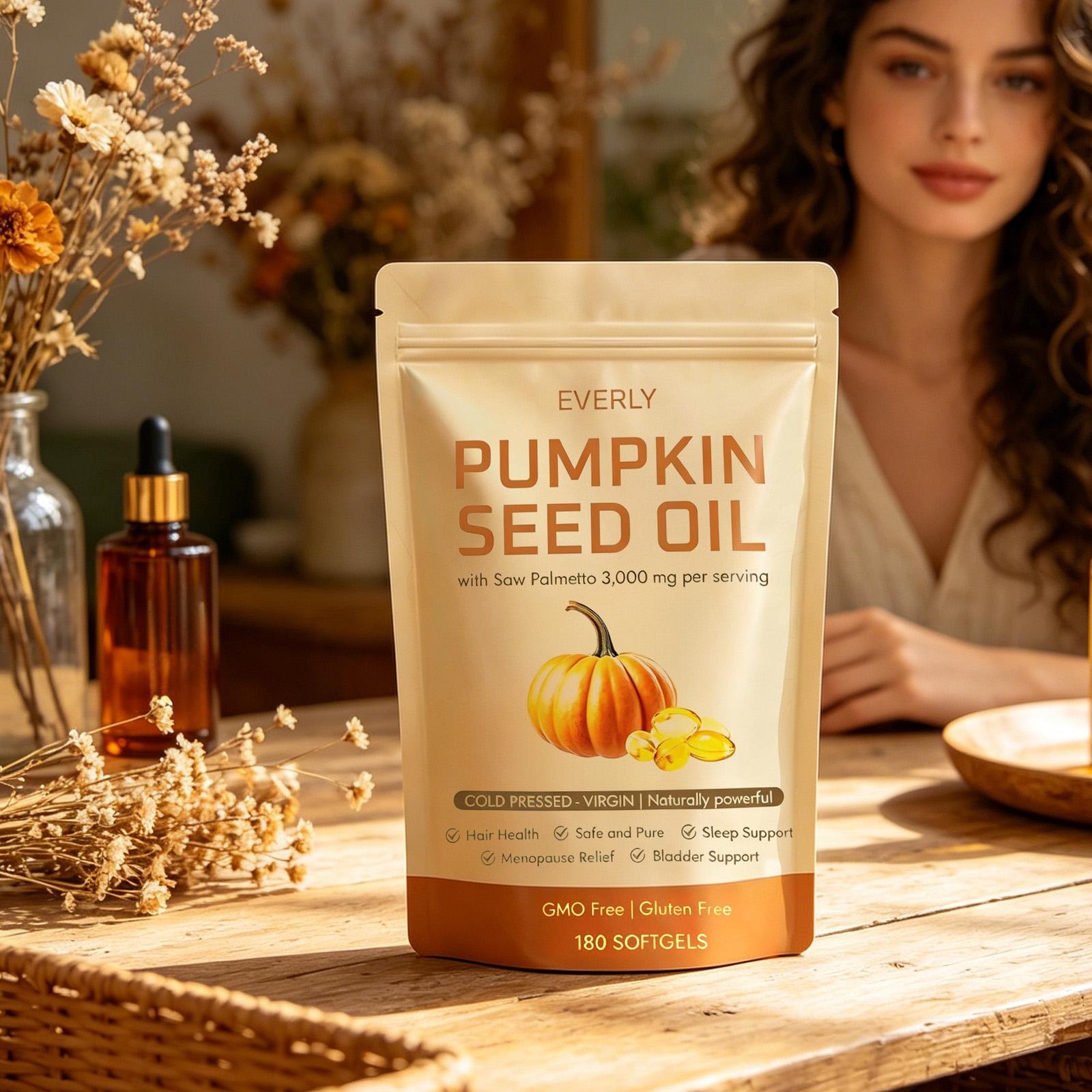 3 Pack Pumpkin Seed Oil 3000mg 180 Softgels Cold Pressed Virgin Saw Palmetto –