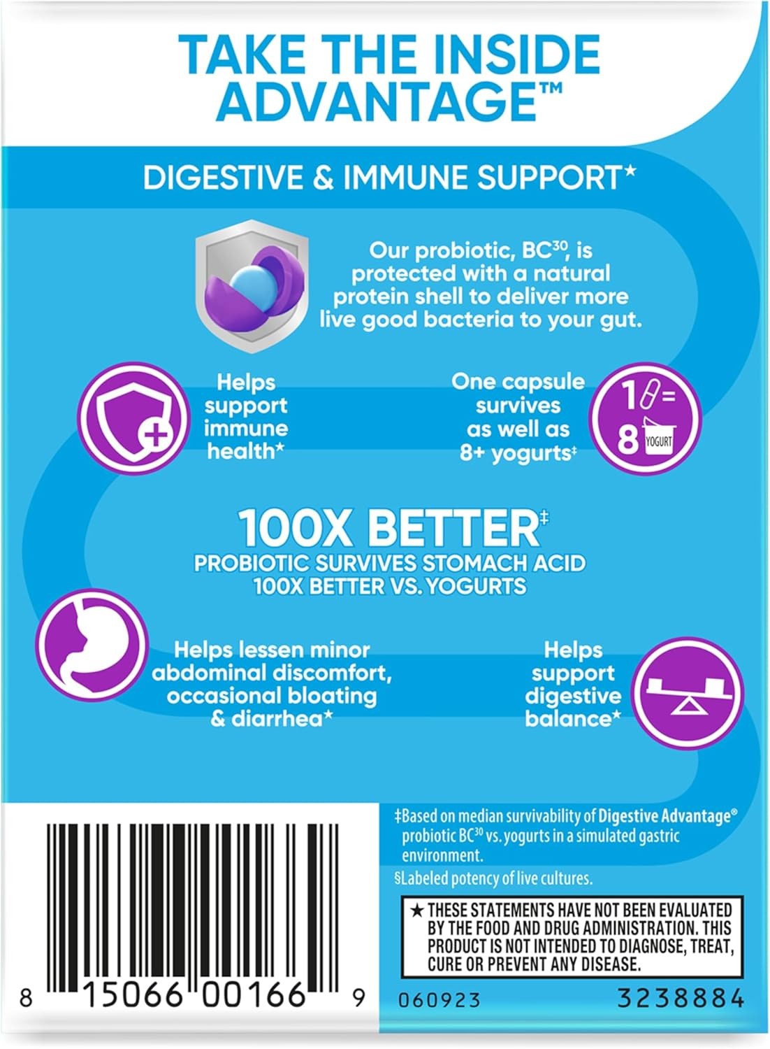 Schiff Digestive Advantage Daily Probiotic Supplement Immune Health Capsule 30ct