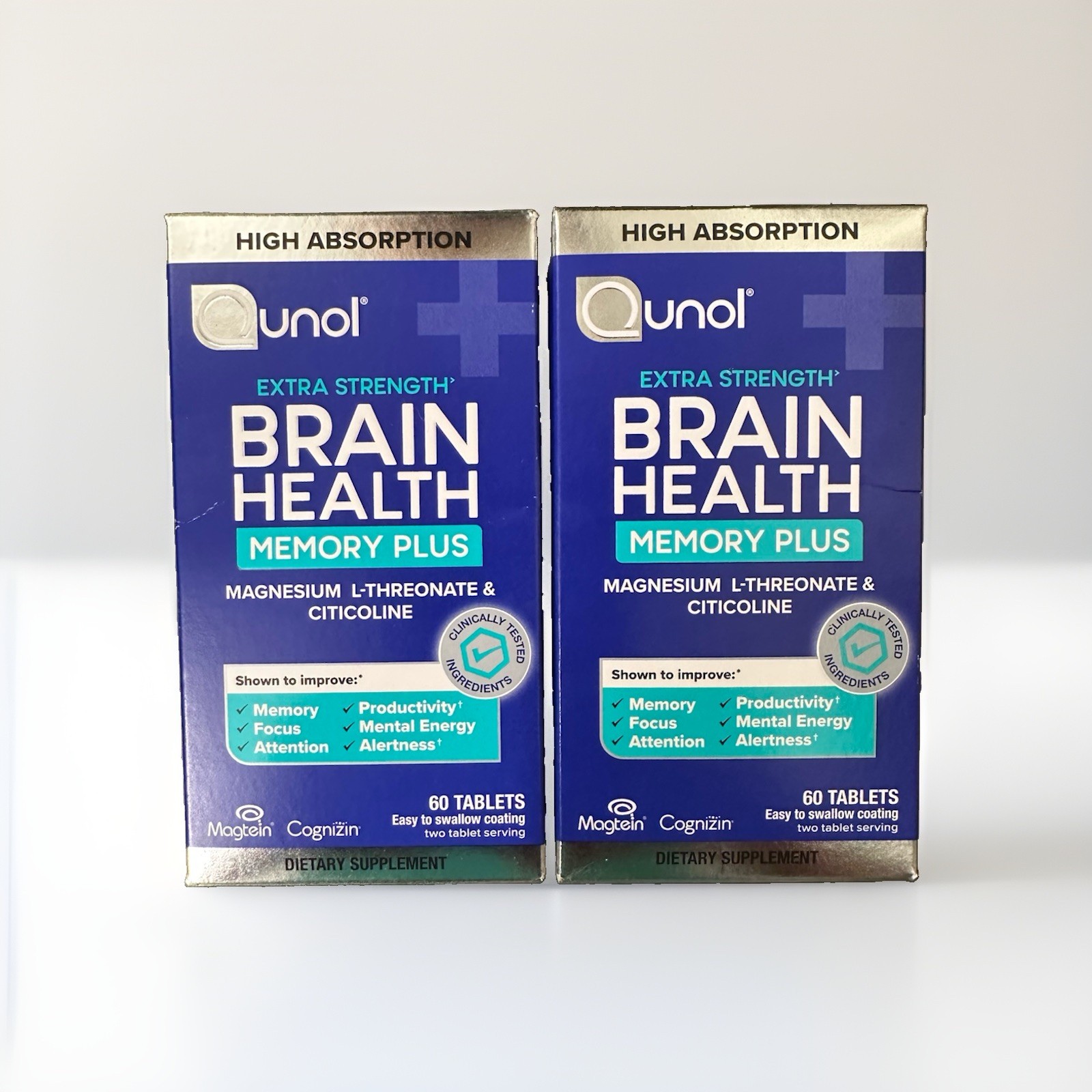 QUNOL EXTRA STRENGTH BRAIN HEALTH MEMORY PLUS 60ct EXP 05/27+ ( LOT OF 2 )