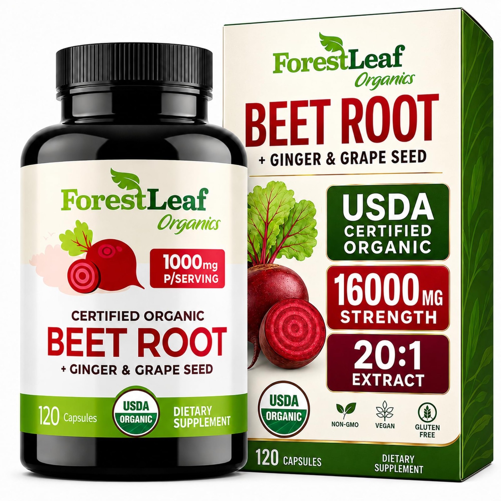 Organic Beet Root Capsules 1000mg – Nitric Oxide Support, Blood Pressure & Circu