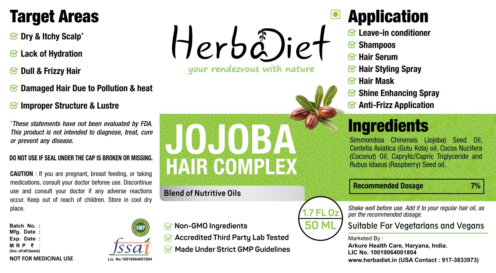 Jojoba Hair Complex Hydrating Scalp & Hair Care Formula For Dry Scalp, Dull Hair