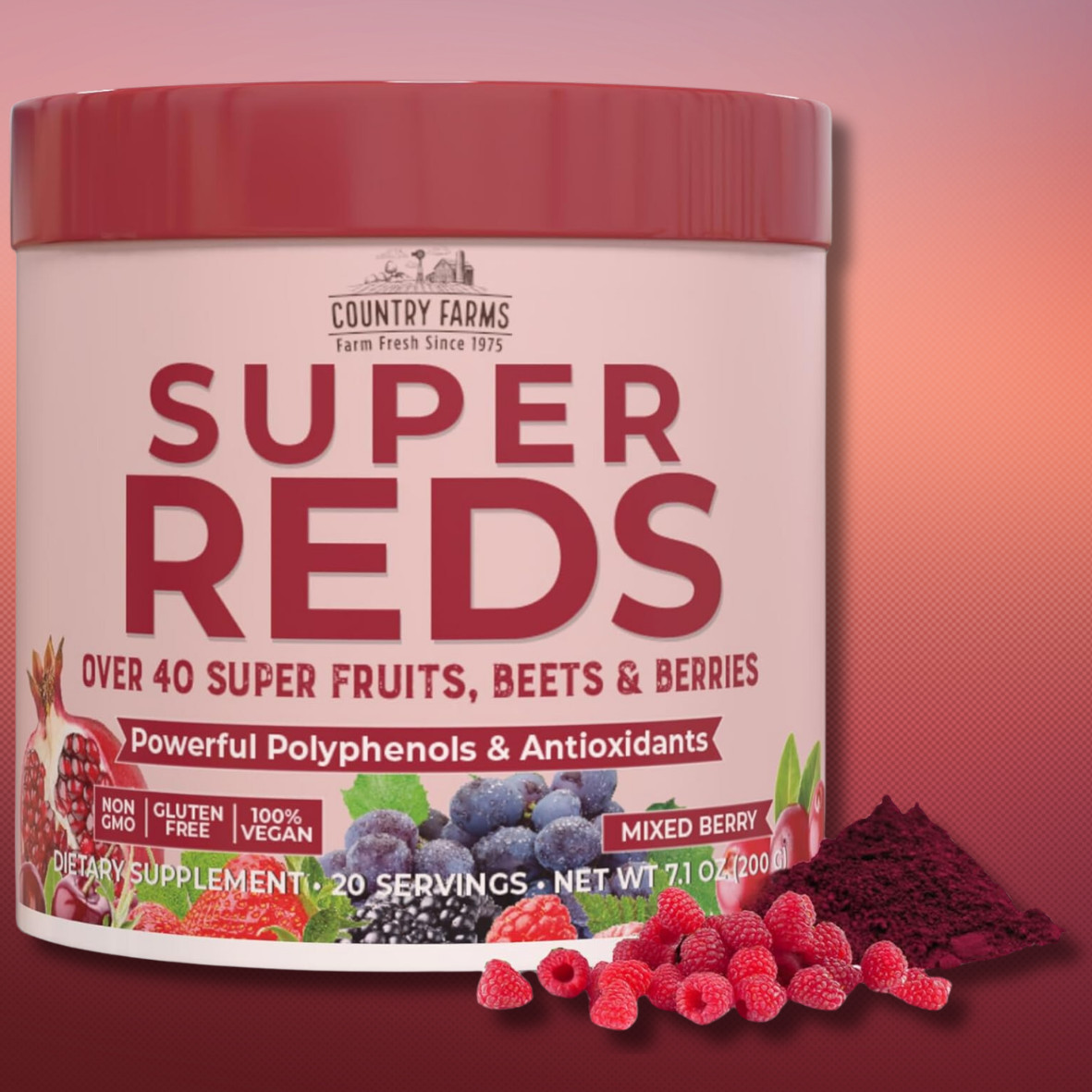 Country Farms Super Reds Energizing Polyphenol Superfood, Antioxidants, Drink