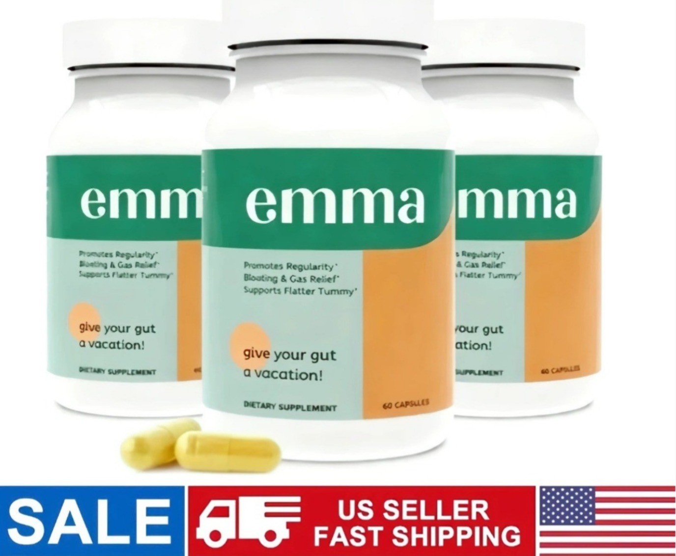 3bottles Gut Health Supplement Bloating Relief Leaky Gut 60Capsules hot