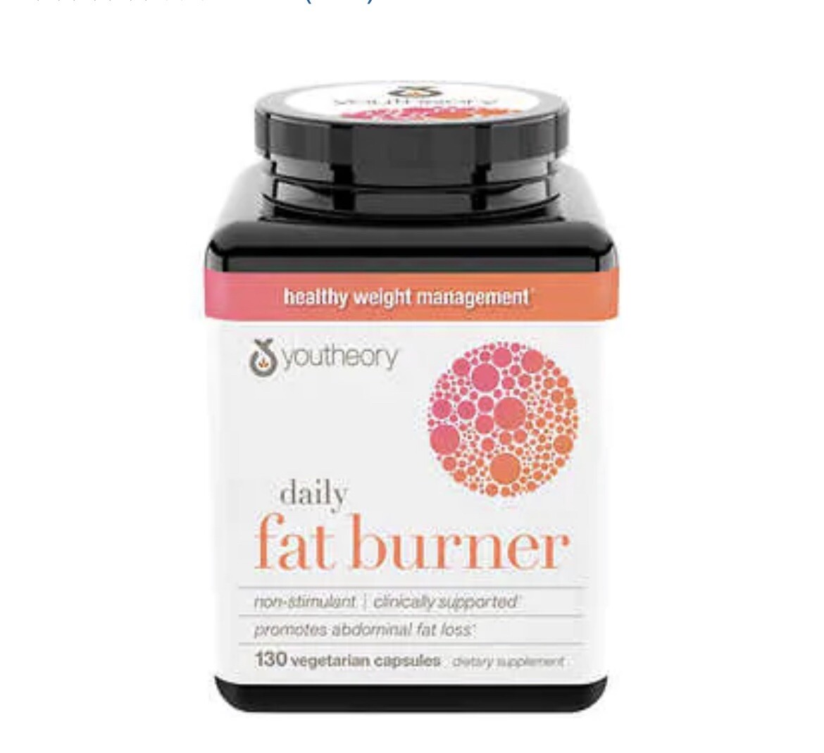 Youtheory Daily Fat Burner, 130 Vegetarian Capsules, Sealed (S1)
