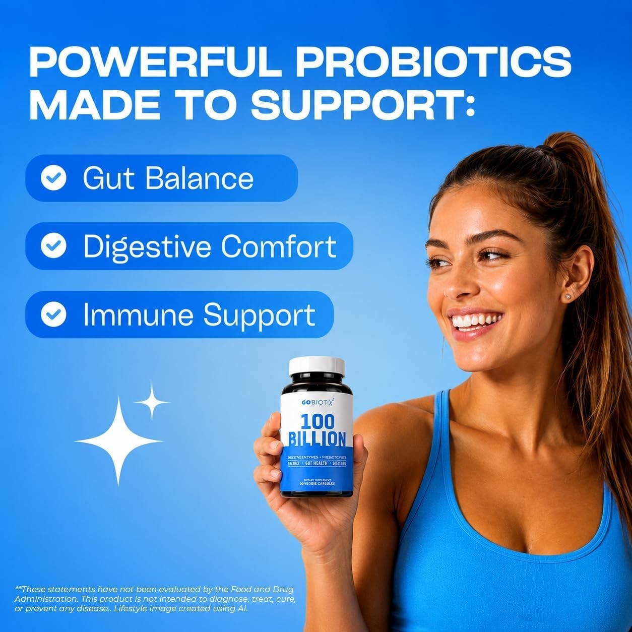 Digestive Enzymes Supplement Probiotics Prebiotic Fiber Blend 30 Capsules