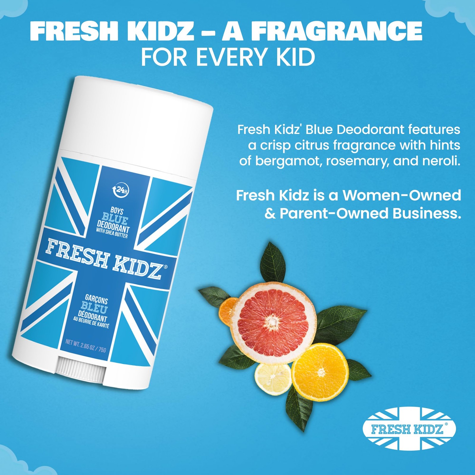 Fresh Kidz Blue Stick Deodorant for Boys 2.65oz, 2.65 Ounce (Pack of 1)