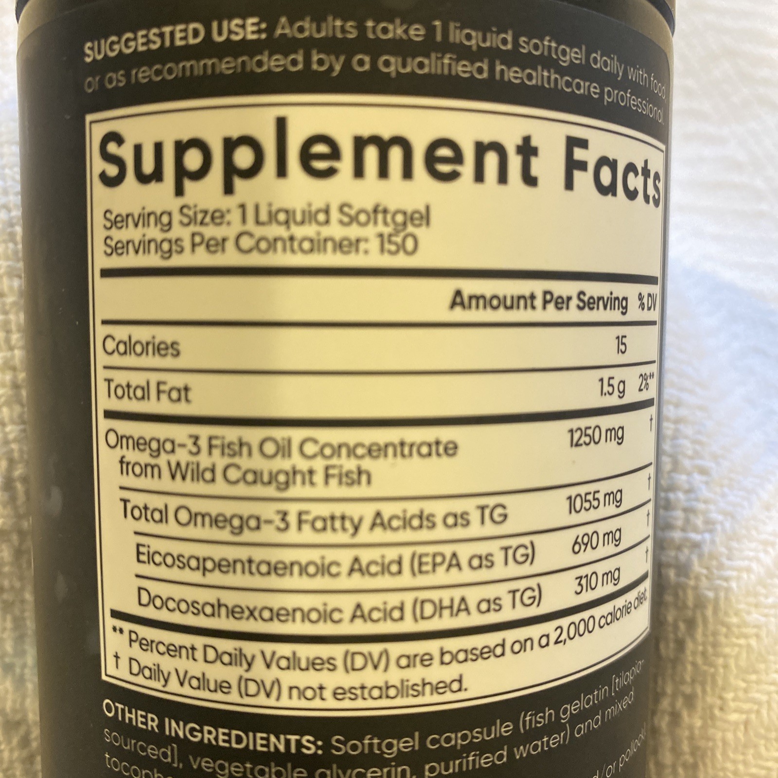 Sports Research Omega-3 Fish Oil Triple Strength 150 Softgels 1250mg Exp 08/2028