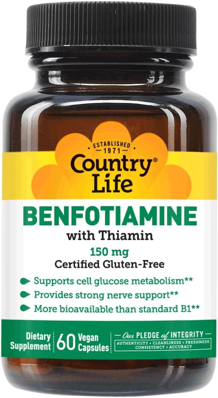 Benfotiamine with Thiamin Capsules – Nerve Health & 150mg Energy Support