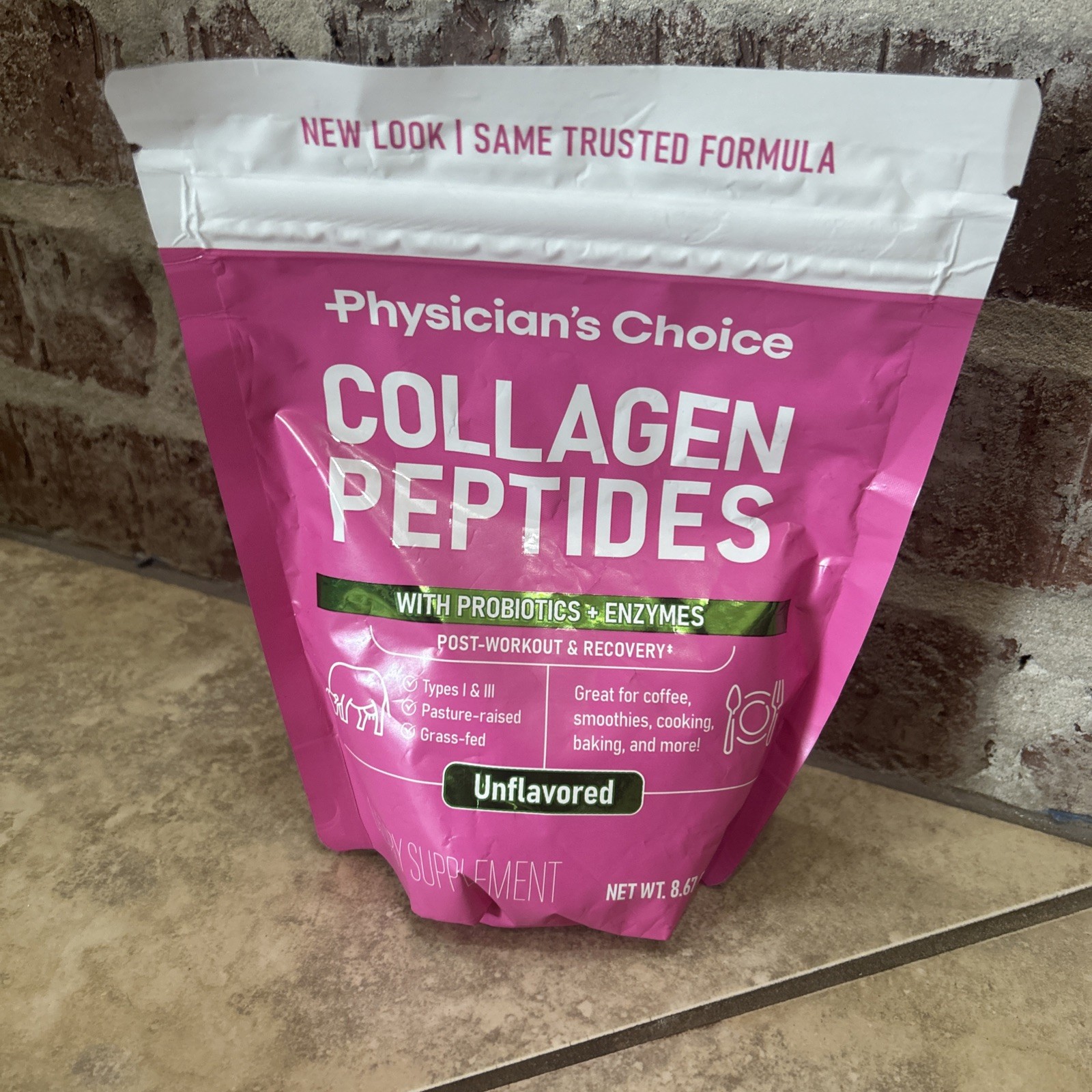 Physicians Choice COLLAGEN PEPTIDES 8.67oz Powder UNFLAVORED probiotics 01/2026