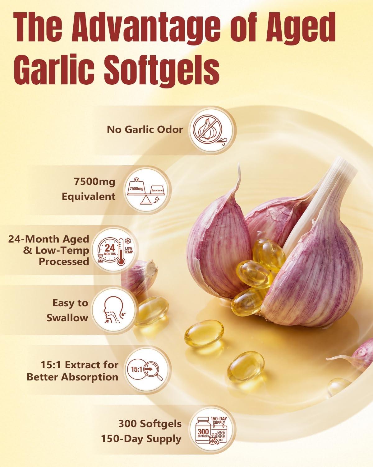 Aged Garlic Extract Softgels 300 Count Odorless Organic Garlic Extract, 151 …