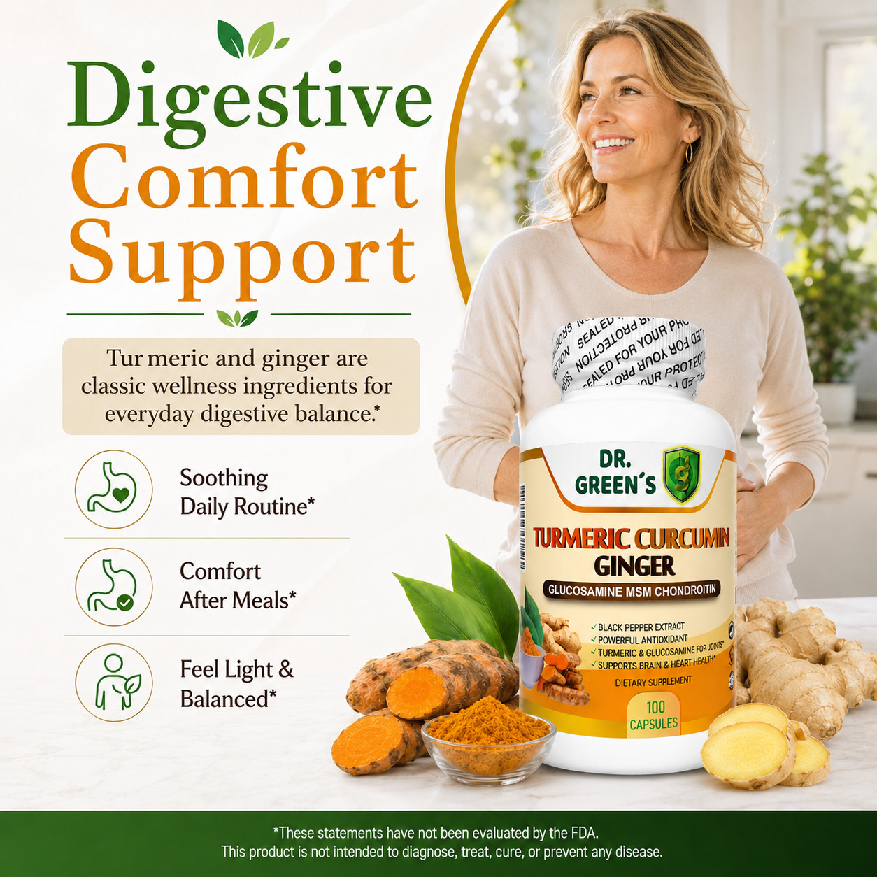 Turmeric Curcumin Piperin Biopterin 2600mg High Absorption Triple Strength 100