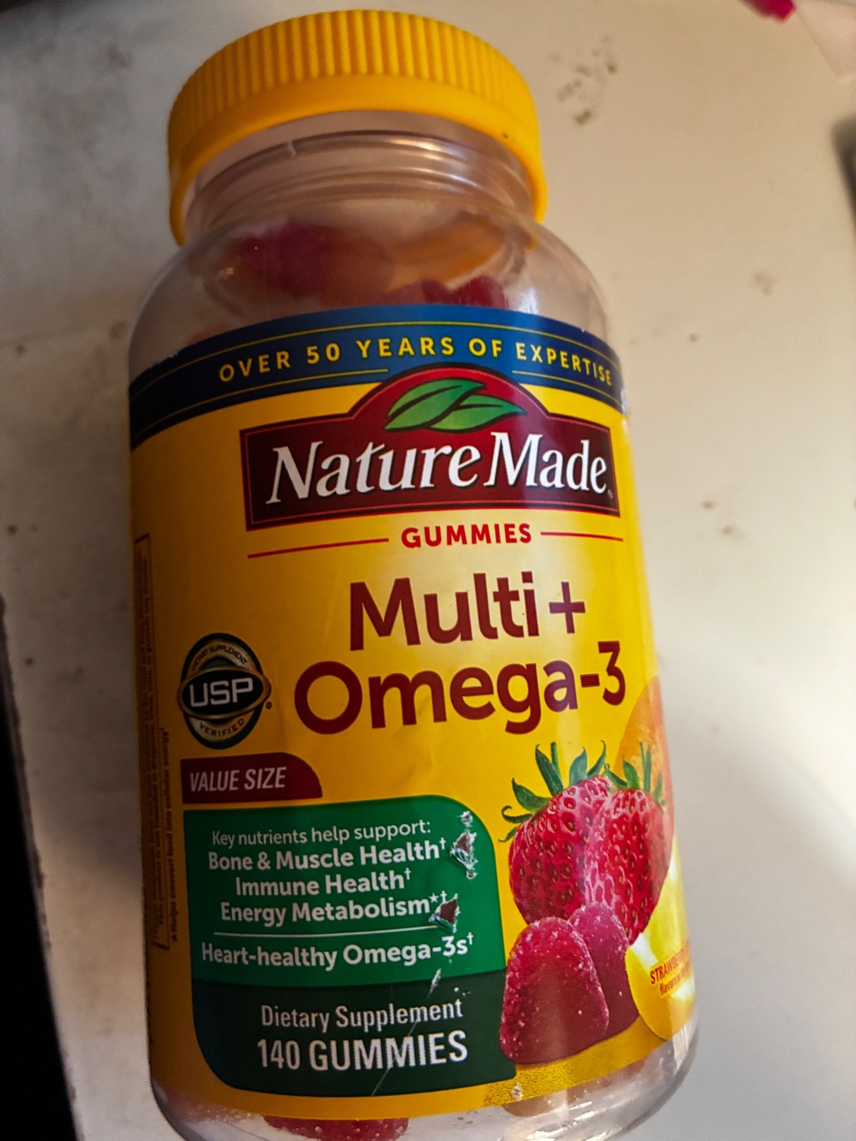 Nature Made Multi + Omega-3 Gummies 140ct Strawberry, Lemon & Orange Men & Women