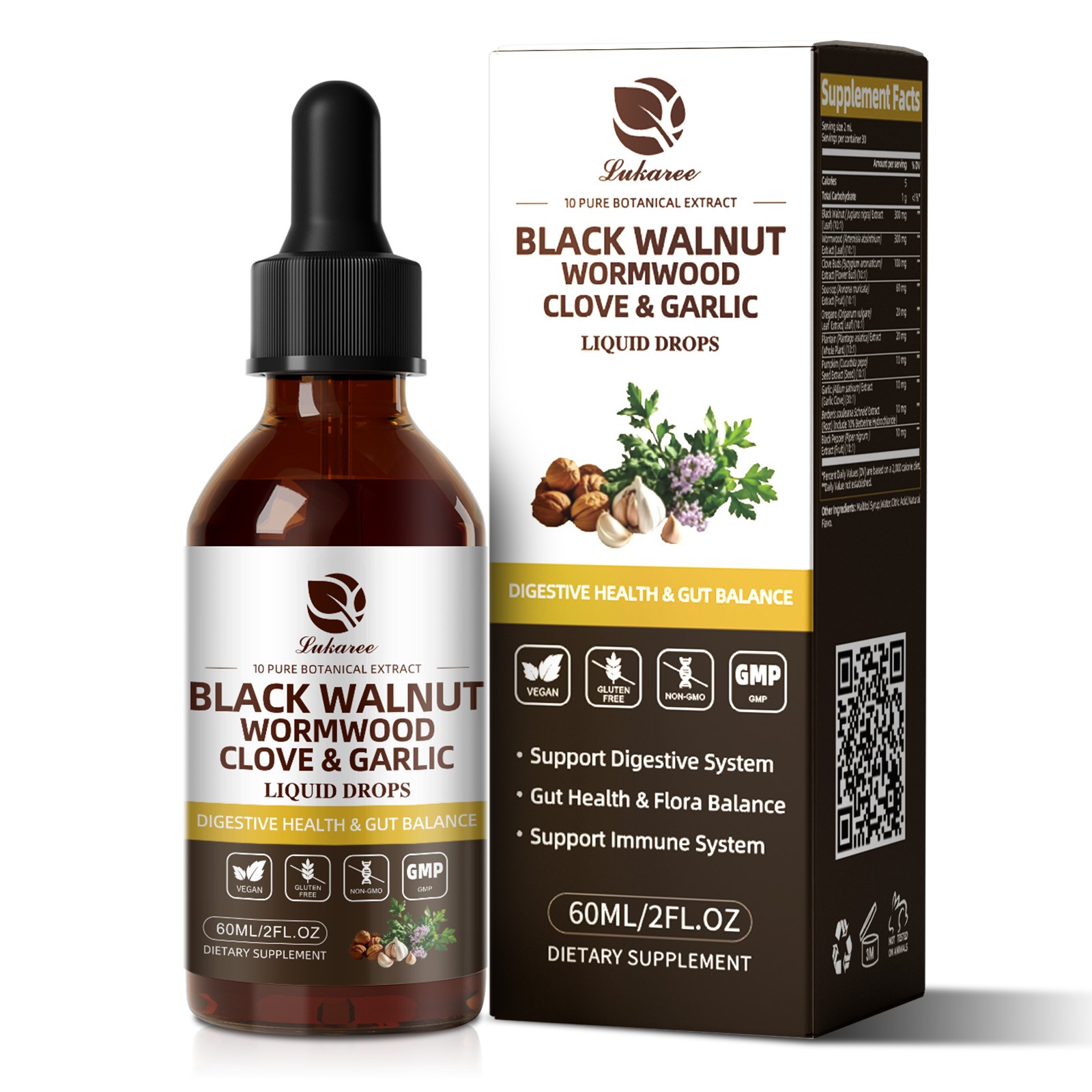 60ML Black Walnut Wormwood Tincture – Rapid Gut Cleanse & Digestive Health