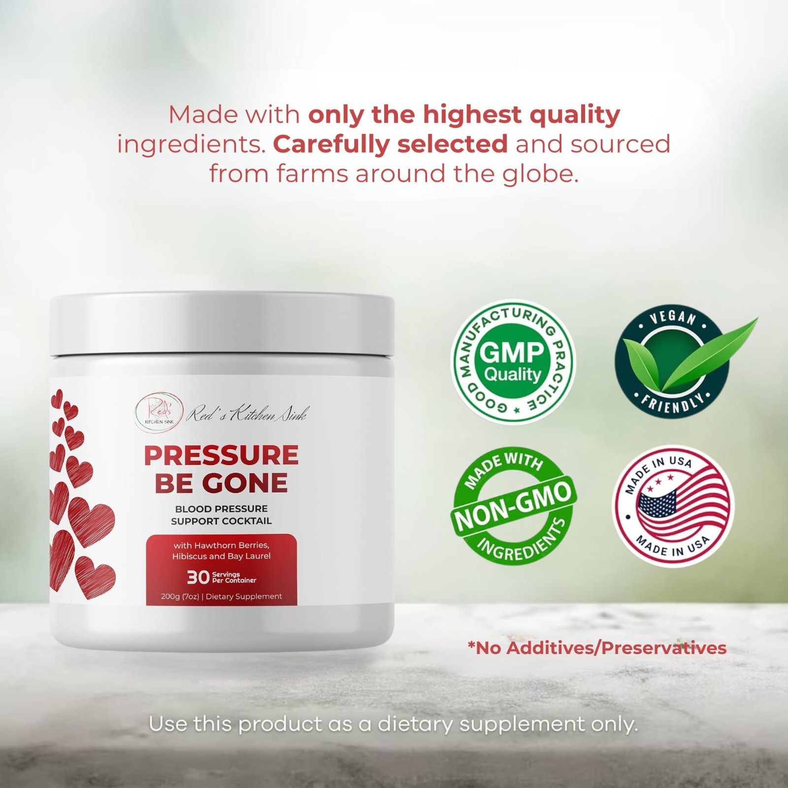 Daily Superfood Powder – Hibiscus, Hawthorn Berry, Ginger & More – 200g, 30-Day