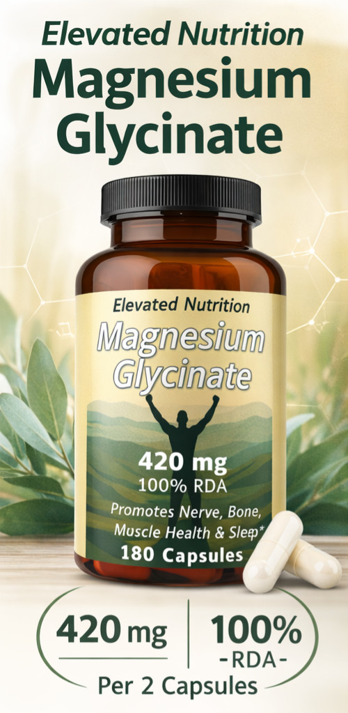 2 Pack Magnesium Glycinate 420mg, 100% RDA, High Absorption, Elevated Nutrition