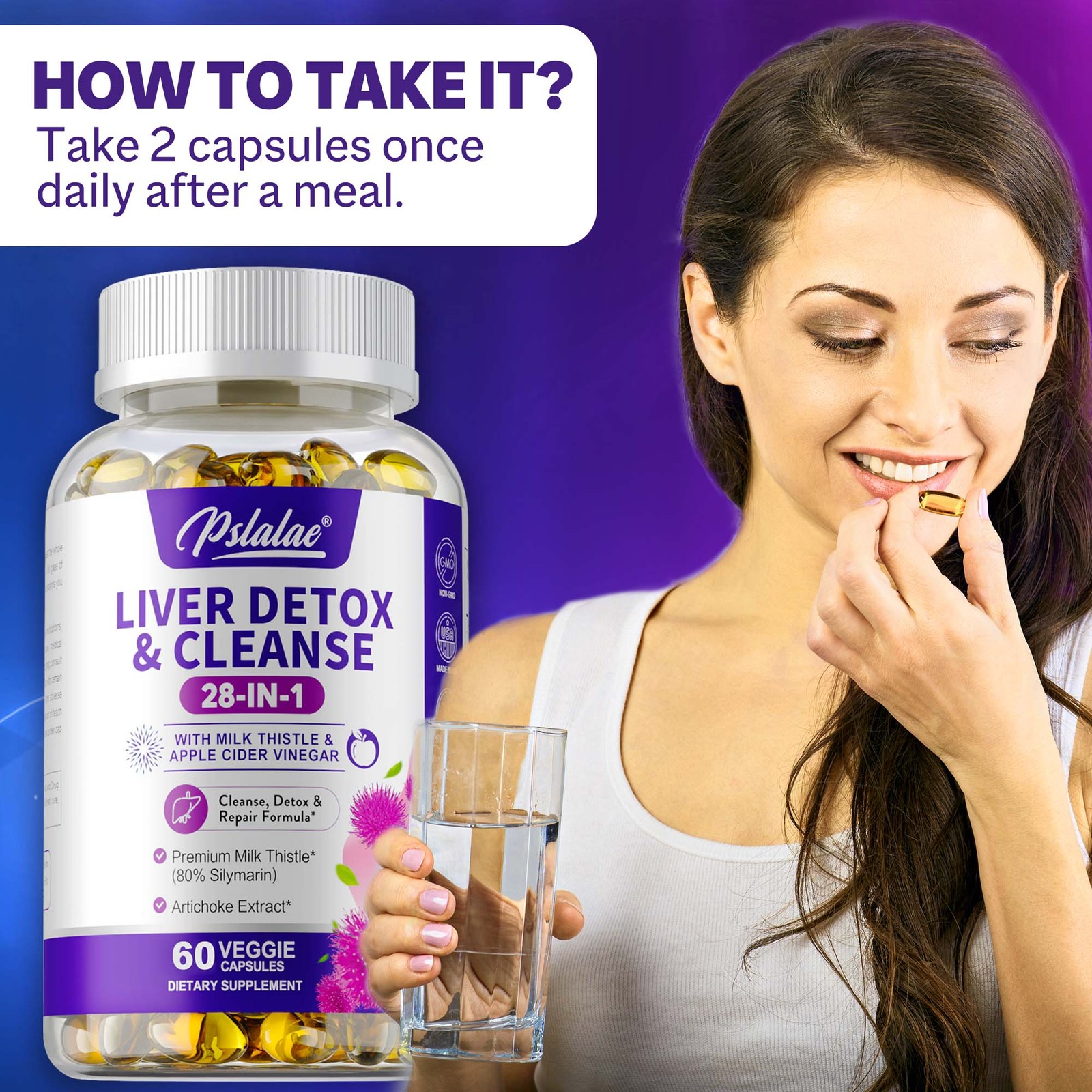 28-In-1 Liver Detox & Cleanse 1430mg – Milk Thistle, Dandelion, Kidney Support