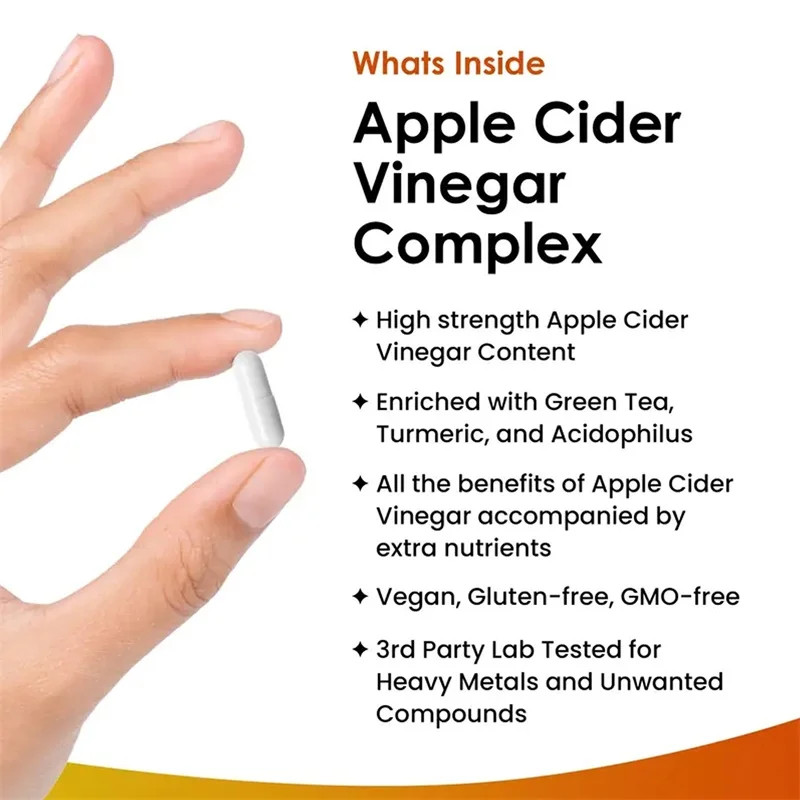 Apple Cider Vinegar 120pcs, Detox Cleanse, Weight Management, Intestinal Health