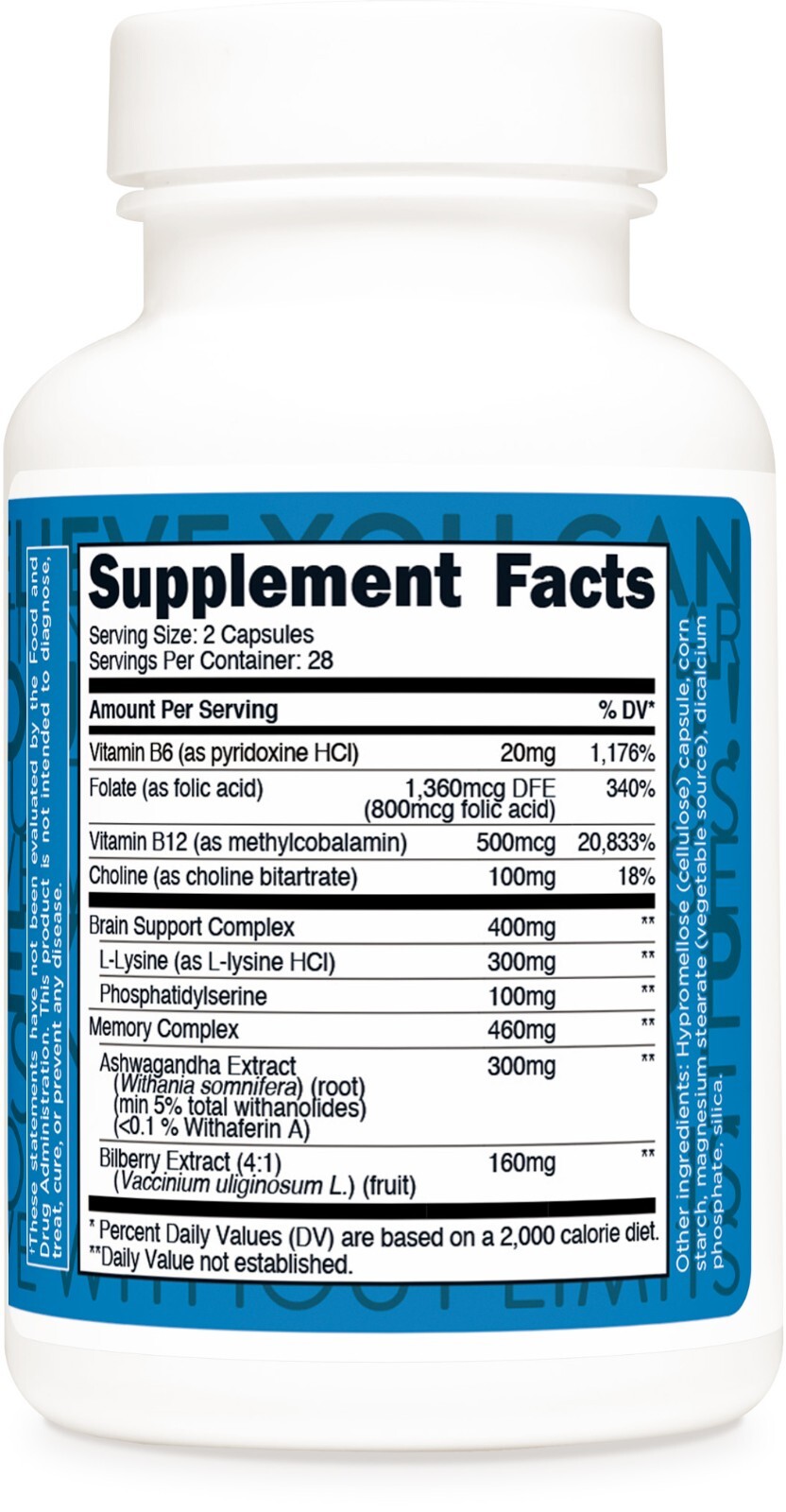 TransformHQ Longevity Brain Support Supplement (28 Servings) – 56 Capsules