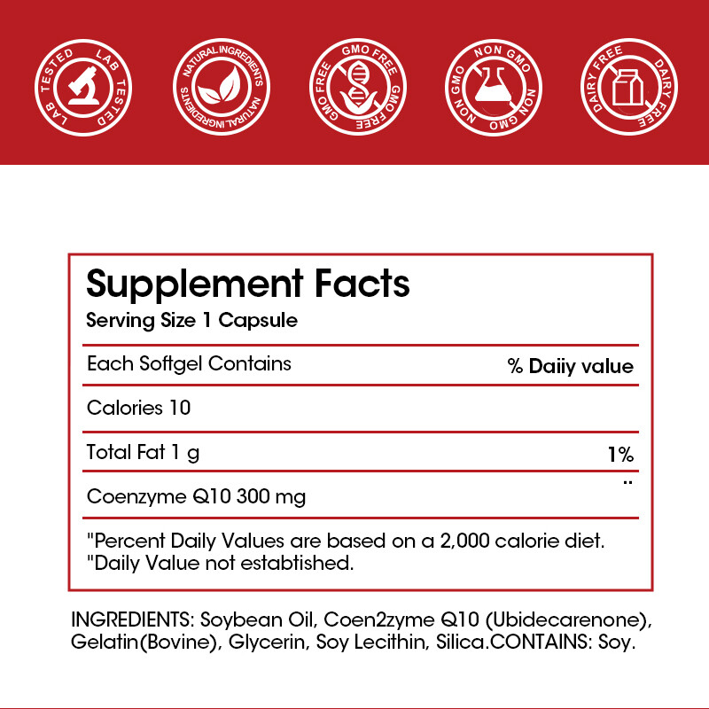 CoQ 10 Coenzyme Q10 Vegan Softgel 300mg Cardiovascular Heart Health 120 Capsules