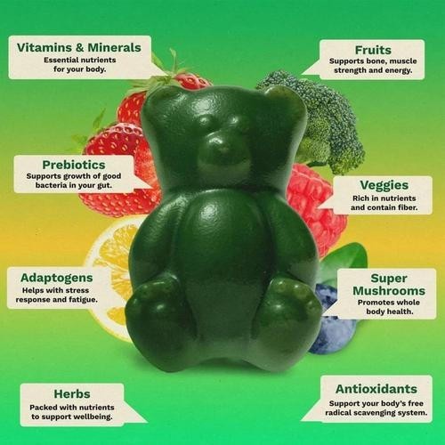Multivitamin Gruns Vegetable Bears Gummies, Superfood Greens Blends Gummy 120g