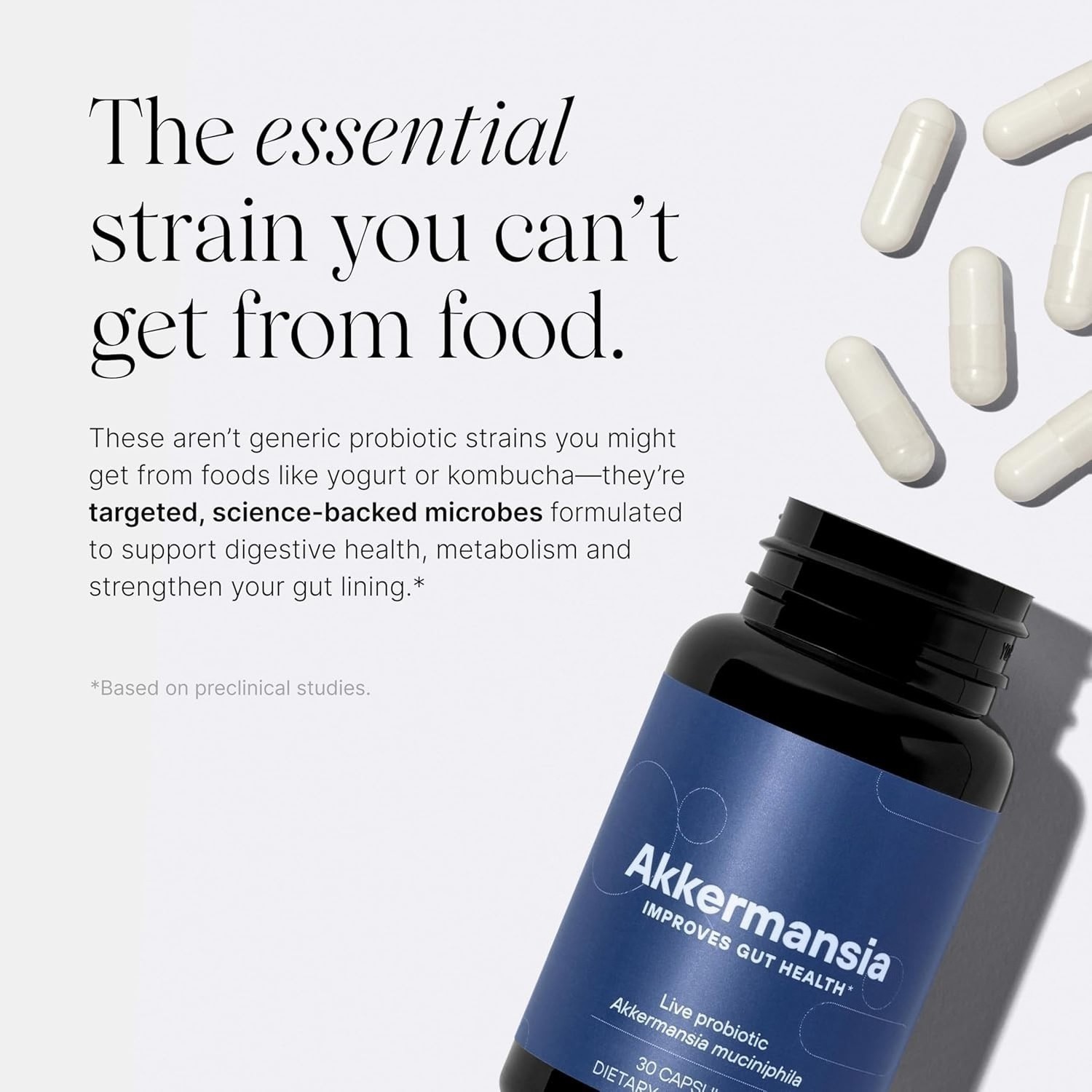 Pendulum Akkermansia Probiotic with Prebiotic Fiber for Men & Women 30 Capsules