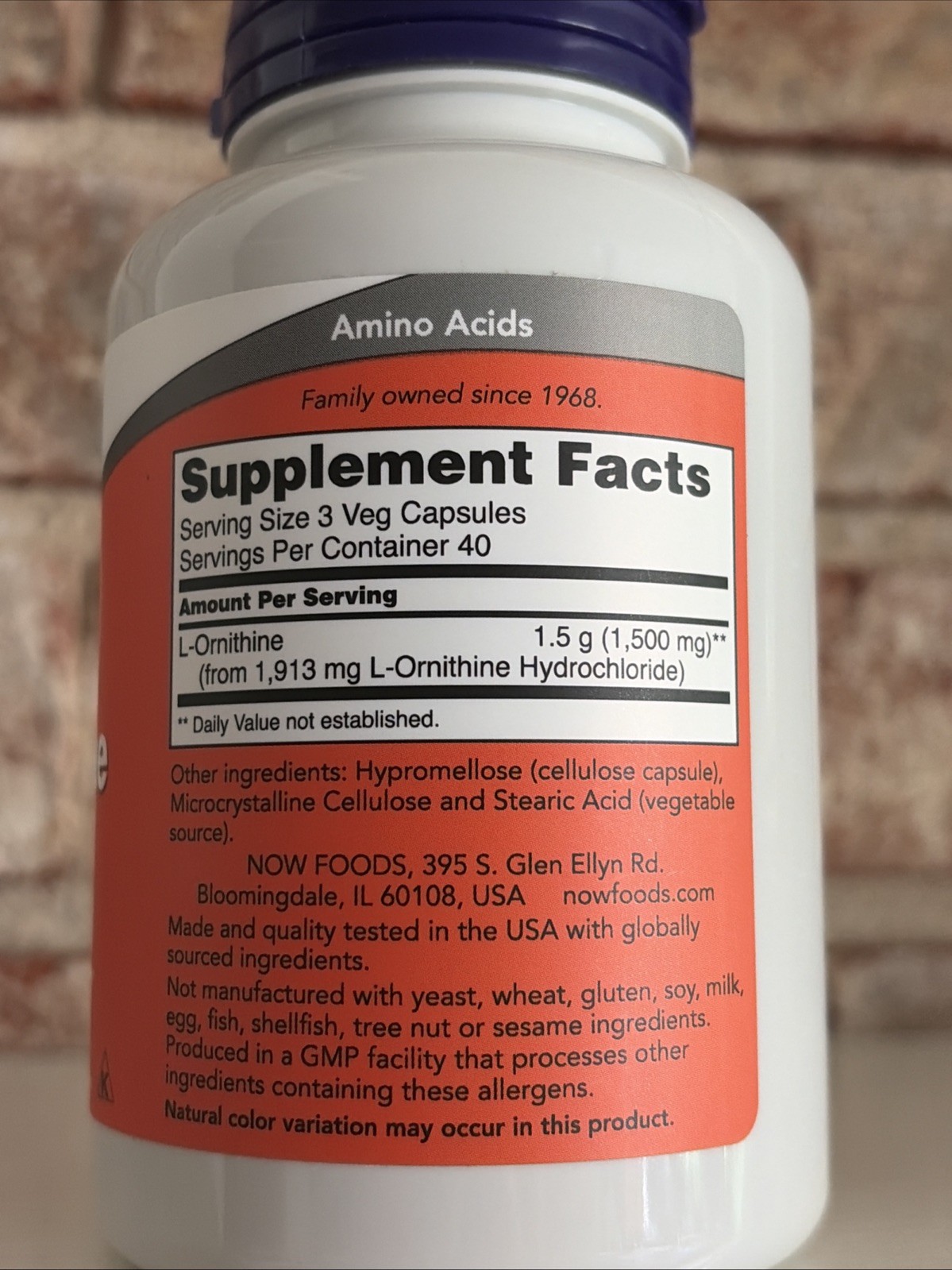 NOW FOODS L-Ornithine 500 mg 120 Veg Capsules
