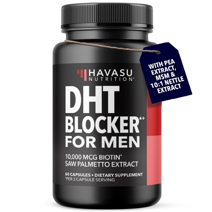 DHT Blocker for Men – Biotin 10000mcg, Saw Palmetto, MSM – Supports Hair Growth,