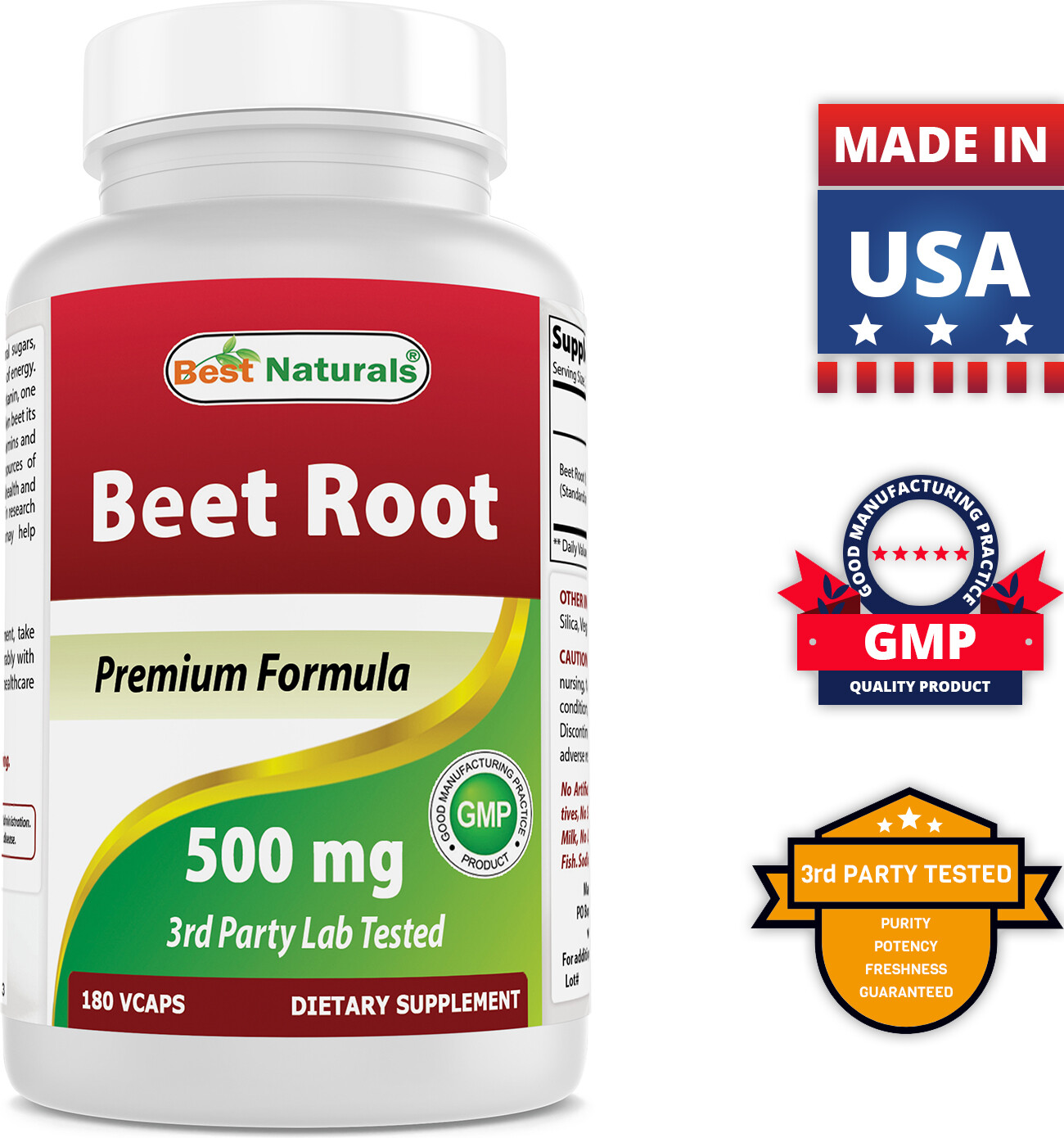 Best Naturals Beet Root Powder 500 Mg 180 Count Aids in Healthy Circulation