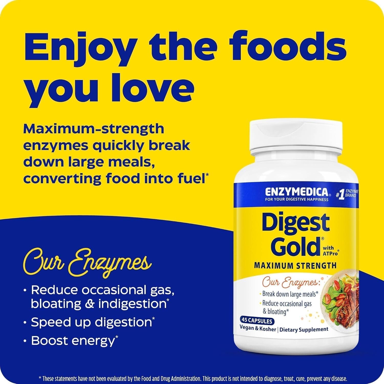 Enzymedica Digestive Support Supplement 45 Capsules