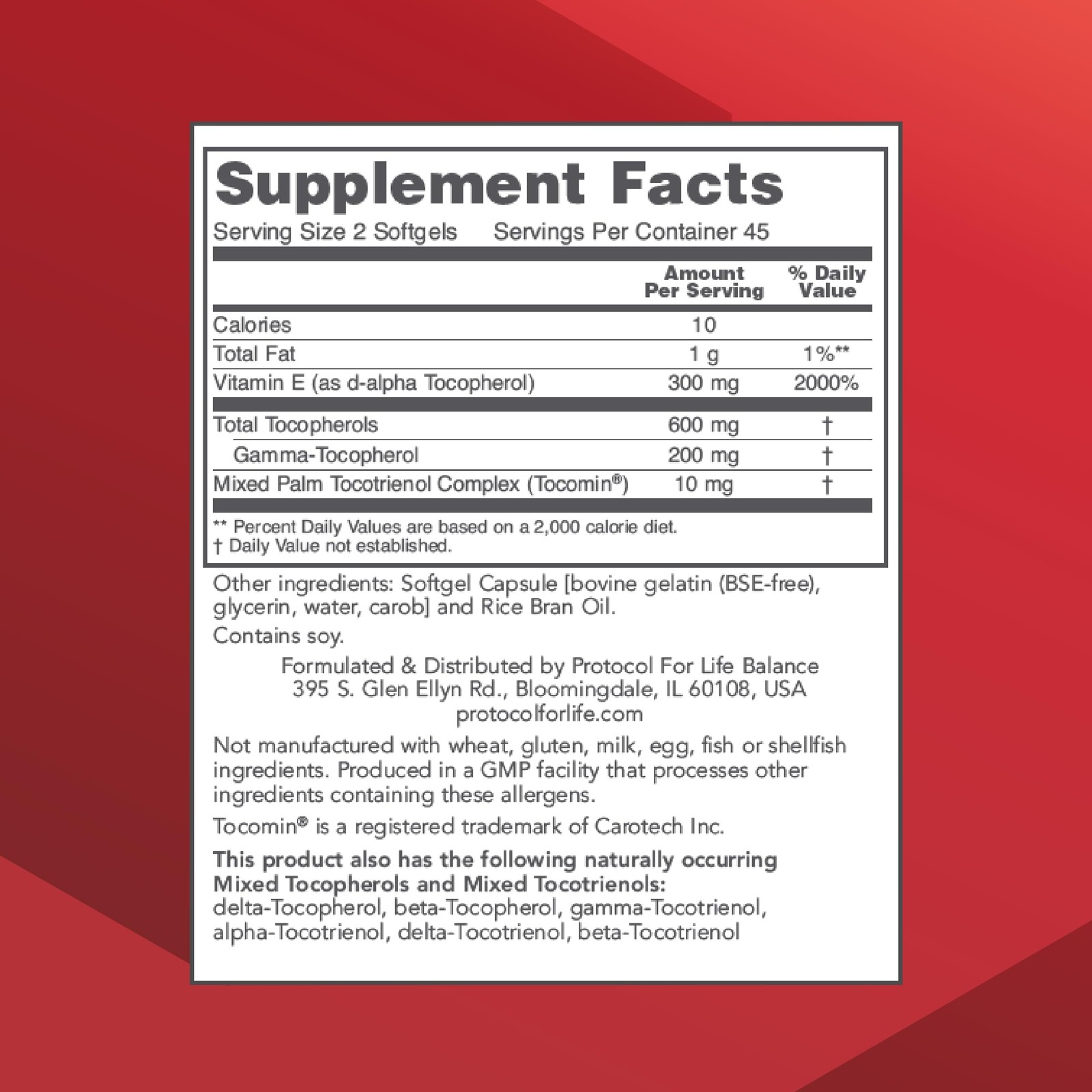 Protocol for Life Gamma E Toco Complex 300mg Vitamin E Antioxidant 90 Caps