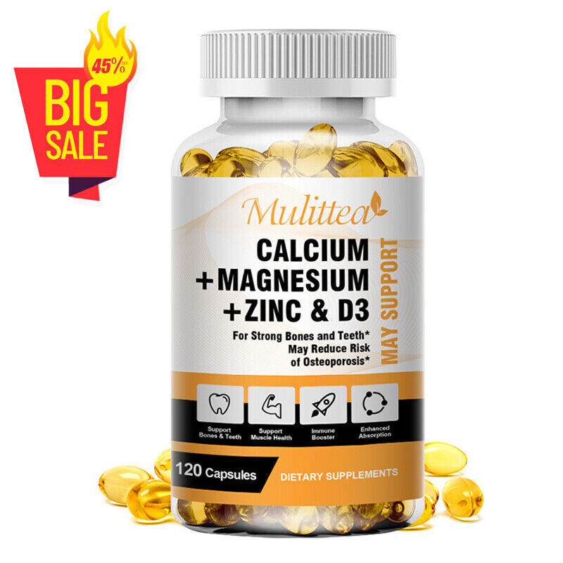 Magnesium Zinc Vitamin D3 Calcium 1000 MG Complex -High Absorption (120 Tablets)